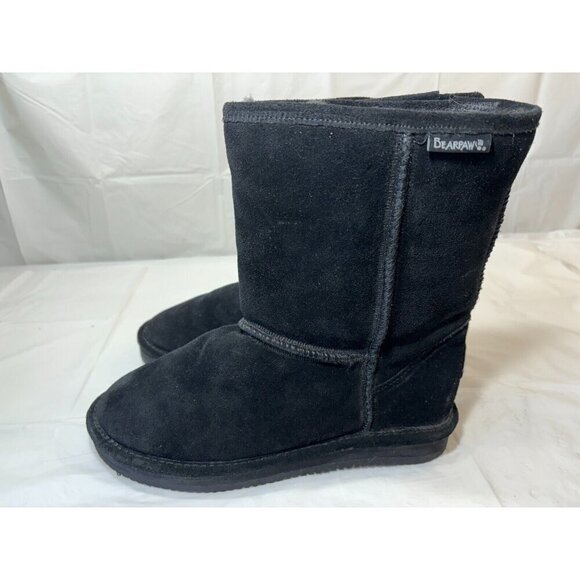 BEARPAW BLACK SUEDE SHEEPSKIN/WOOL LINED BOOTS - Picture 10 of 12
